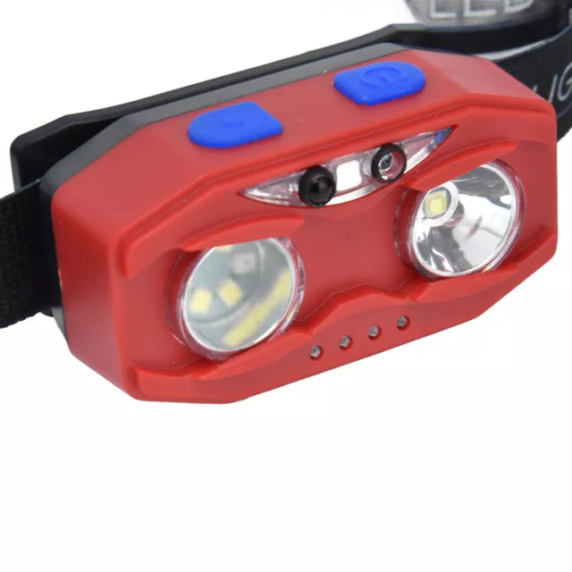 Smart Hand Induction Headlight With Red LED USB Charging Adjustable