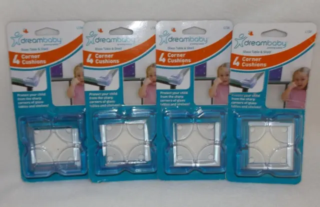 NIP 4 x 4 Pk Baby Safety Table Corner Protector Desk Edge Cushion Guard Softener