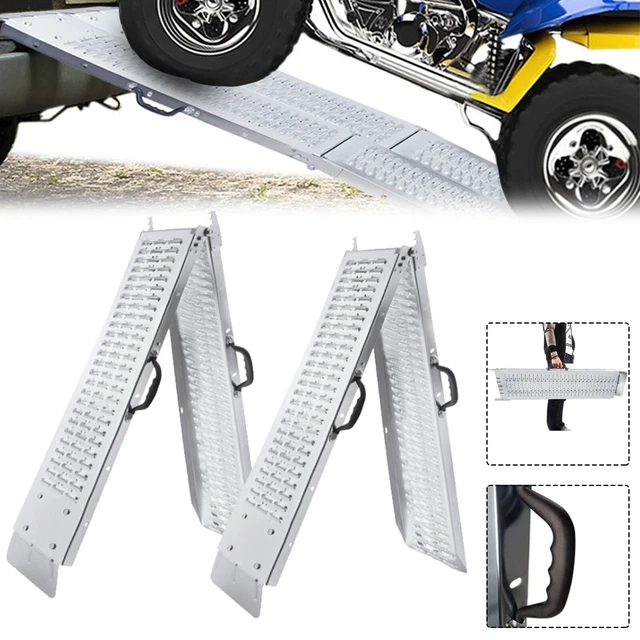 Rampe D'accès En Aluminium, 1 Pièce, Rampe De Chargement Pliable, 340 Kg, Avec Surface De Rampe Plus Large, Robuste, Stable Et Universelle, Avec Poignées, Pour Moto, Scooter électrique, Vélo | FR