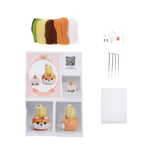 1 juego de fieltro de lana animal bonsái muñeca hágalo usted mismo fieltro muñeca decoración fabricación materiales