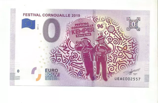 Frankreich 0 Euro Schein UEAC 2019-2 FESTIVAL CORNOUAILLE Zero € billet France