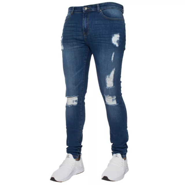 Enzo Jeans Mens Skinny Slim Fit Ripped Stretch Denim Trouser Pants UK Waist Size