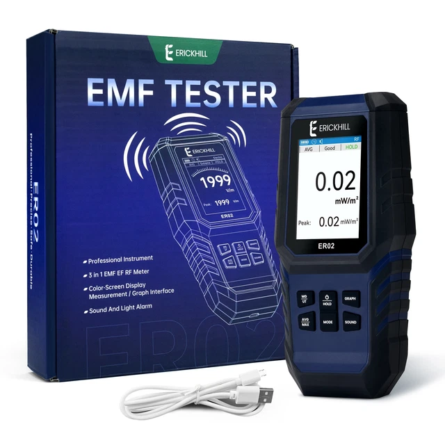 EMF Meter Electromagnetic Field Radiation Detector Radio Frequency Field Tester