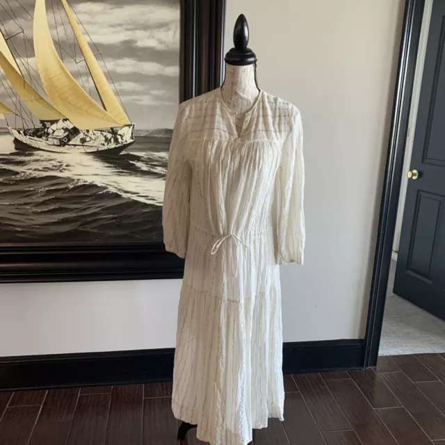 Isabel Marant Etoile Long Sleeve Long Maxi Dress Size FR36 US4-6 White gold