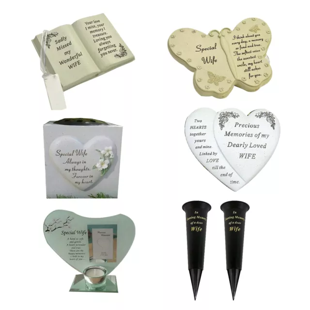 Wife Graveside Memorials Heart, Wind Chime, Grave Plaque, Vase, Memorial Book