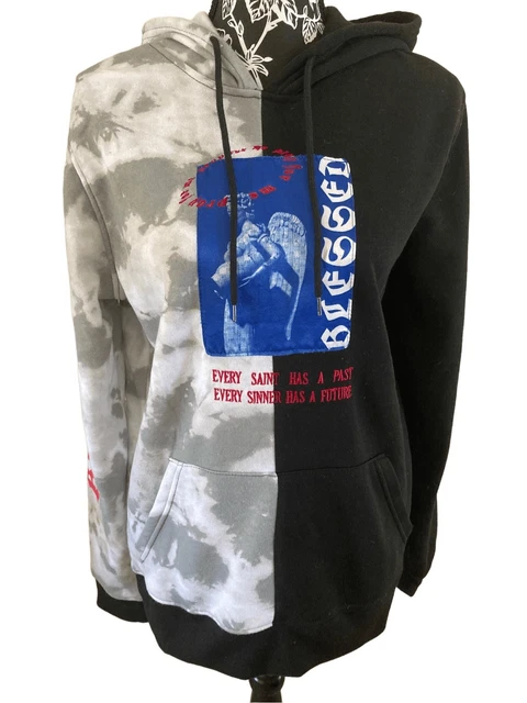 Brooklyn Cloth Blessed Two Toned Colorblock Pullover Hoodie Tie Dye Streetwear C