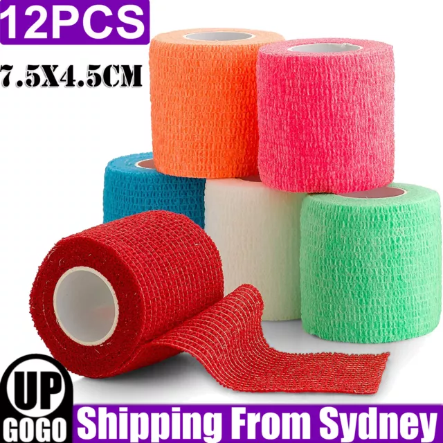 12X Cute Pet Dog Cat Wound Vet Cohesive Bandage Self Adherent Animals Wrap Tape