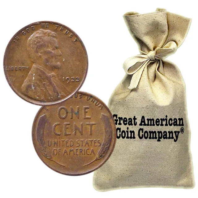 Bag of 1,000 Mixed Date Wheat Cents (1930-1939) in Circulated Condition