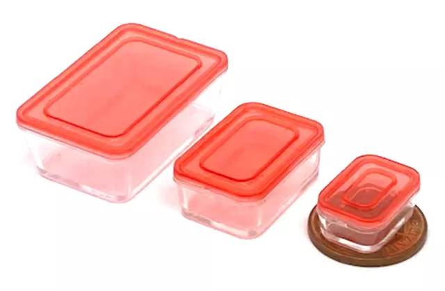 Puppenhaus Kunststoff Tupperware Set 1:12 Maßstab Tumdee Küche Food Zubehör Rot