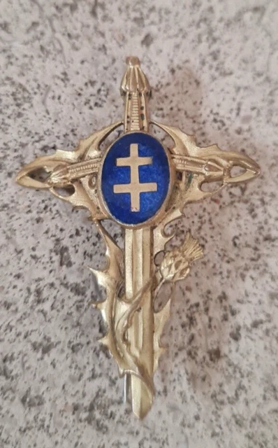 Broche Ancienne Cigogne D'Alsace – Symbole Patriotique Avec Croix De Lorraine – Vintage