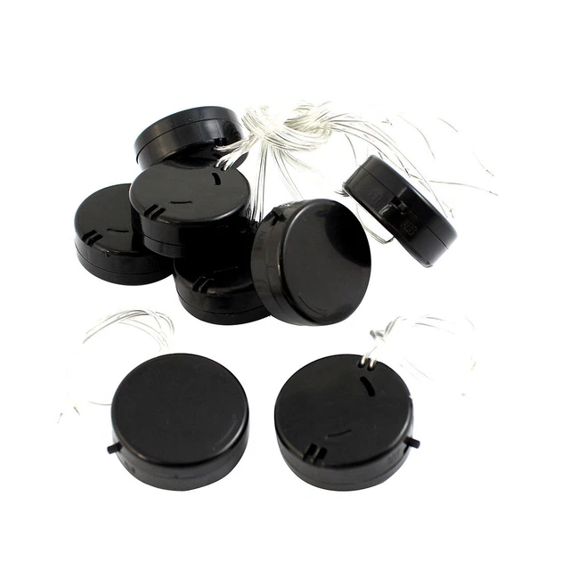 8 unidades Alambre Negro Pendiente 2x3V CR2032 Botón Soporte Batería Estuche