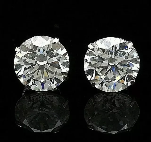 5.00 Ct Round Cut VVS1/D Lab Created Stud Earrings 14K White Gold 8mm Push Back