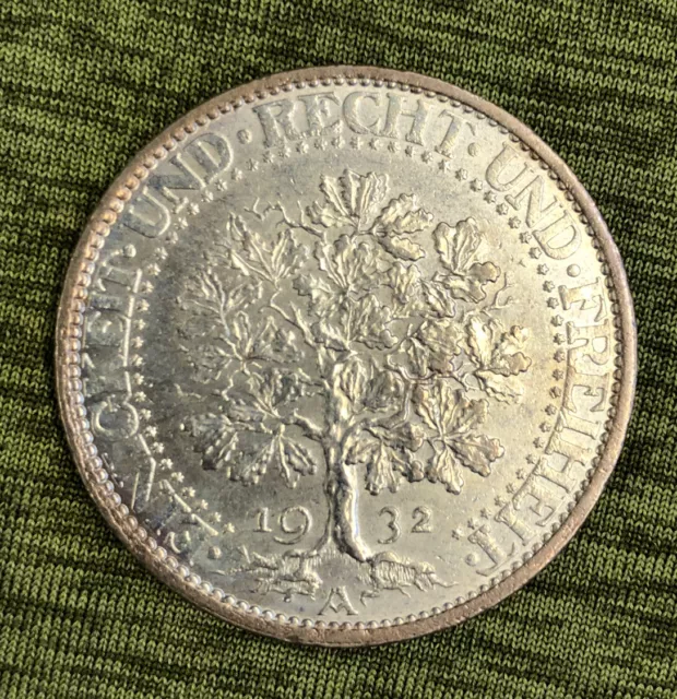 5 Reichsmark 1932 A Deutsches Reich Silbermünze Eichbaum