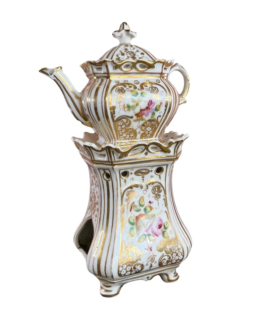 ANCIENNE TISANIERE A Infusion En Porcelaine De Bayeux Complete Avec