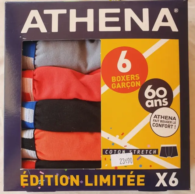 6 boxers noir, orange et rouge neufs 10 ans marque Athena