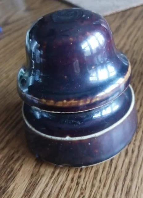 Vintage Dark Brown Porcelain Ceramic Telephone Pole Electrical Insulator