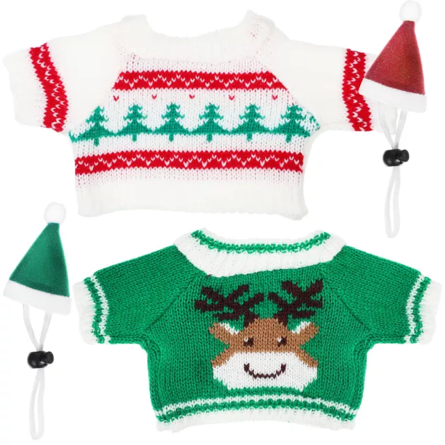 2 Pcs Guinea Pig/Hamster Christmas Sweaters & Hats - Small Animal Costume-LN