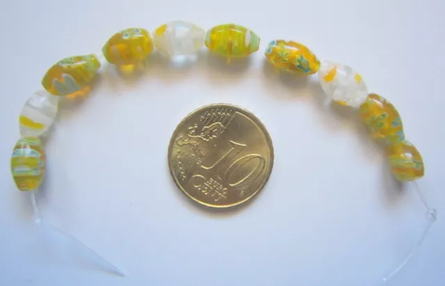 Perlas tonel cristal milflores 10 x 6 mm X 10 UNIDADES amarillo abalorios