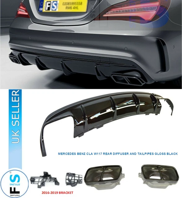 Magickit For Mercedes Amg W117 C117 X117 Gloss Black Rear Diffuser Quad