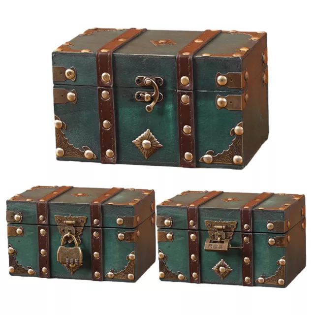 Large Treasure Chests Wooden Pirate Treasure Chests Storage Box with Lock