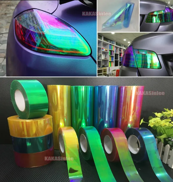 Car Rainbow Chameleon Mirror Headlight Taillight Vinyl Wrap Tint PVC Sticker HD