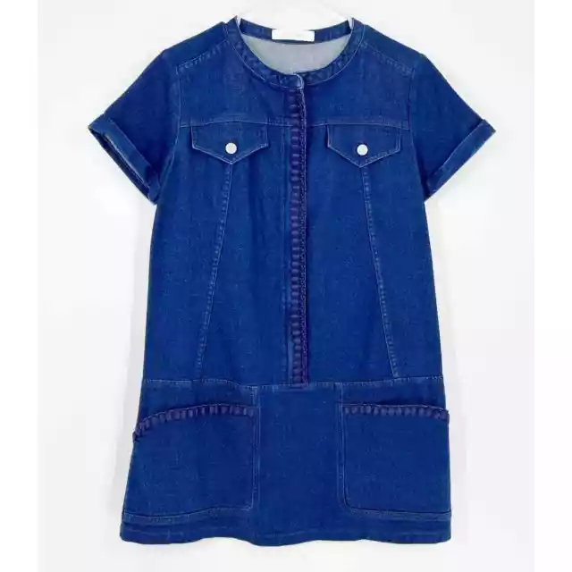 See by Chloe Women's Indigo Denim Embroidered Shift Dress Size 40 3