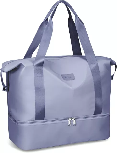 Women Tote Duffel Bag Folding Large 36L Gym Travel Waterproof Weekender Bag blue