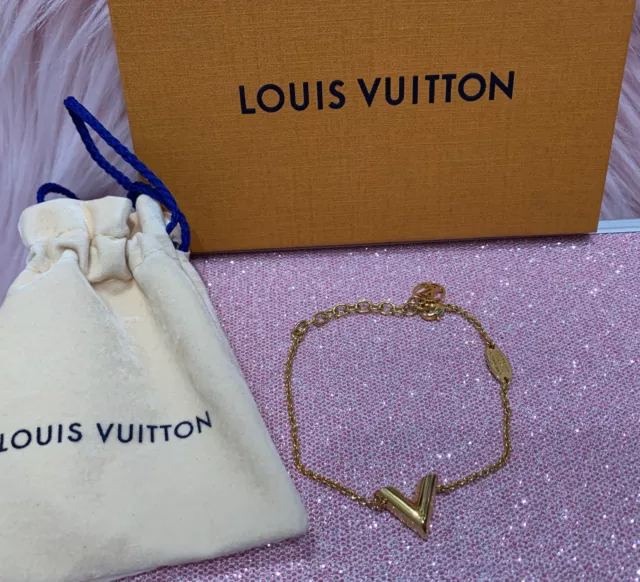 LOUIS VUITTON Essential V Bracelet Gold-Plated France M61084 Accessory  36RC653