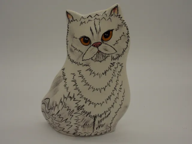 Nina Lyman Cats By Nina White Persian Gold Eyes Ceramic Vase Planter Figurine
