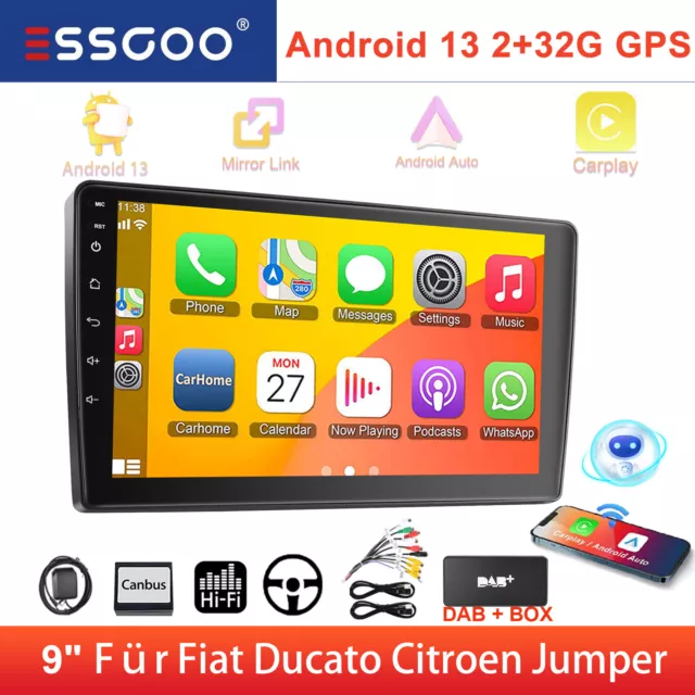 Für Fiat Ducato 2007-2015 Autoradio GPS Navi Sat WIFI Bluetooth Android13.0 DAB+