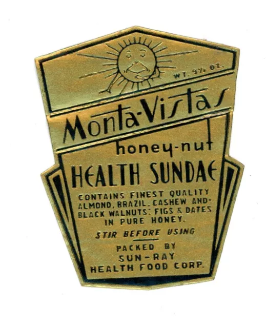 1920's-30's Montana Vistas Honey-Nut Sunday Label F103E