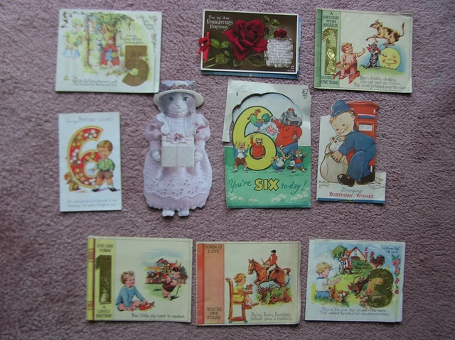10 x VINTAGE GREETINGS BIRTHDAY CARDS for CHILDREN - MAINLY ARTIST TYPE CARDS