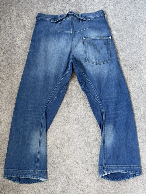 VINTAGE LEVI'S ENGINEERED Twisted Seams Cinch Back Blue Denim