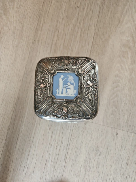 Boîte à Bijoux Vintage Pat.P Japon - Métal Argenté Et Porcelaine - Très Bon état
