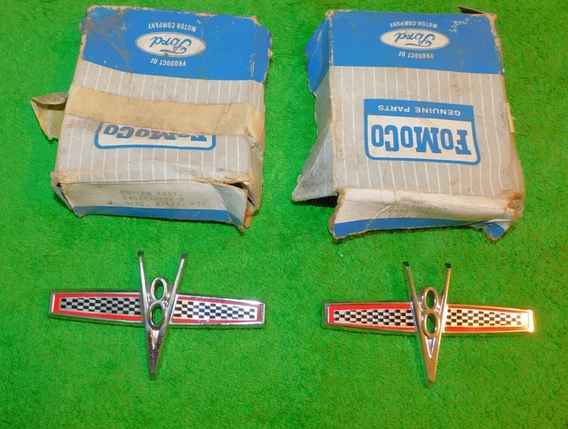 1964 FORD FALCON Futura Sprint Ranchero NOS V-8 FENDER EMBLEM ORNAMENTS ...