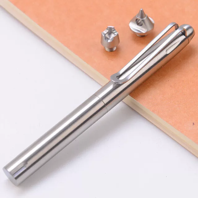 Stainless Steel Writing Pen 3 heads Heavy Duty EDC Ballpoint Pen Survival Tools