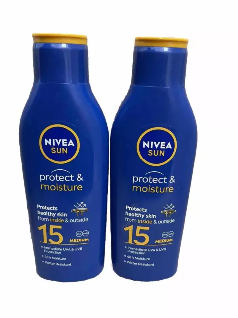 2 Pack Nivea Sun Protect Moisture SPF 15 Medium 48 Moisture Immediate Effect