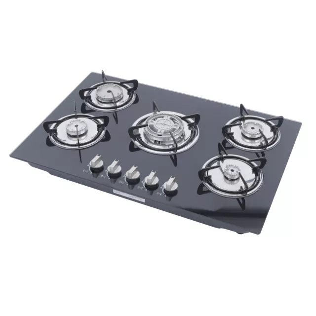 LPG NG GAS Cooktop with 5 Burners Gas Stovetop Stainless Steel Builtin