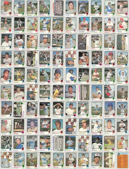 (100) 1973 Topps Baseball Cards Lot Partial Set Pr -Vg