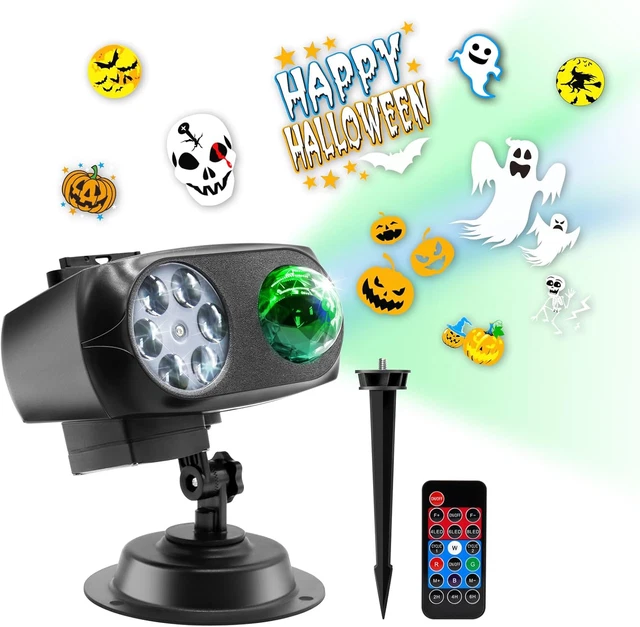 Projecteur LED Halloween Et Noël Extérieur - 12 Films 96 Motifs, Télécommande, étanche IP65