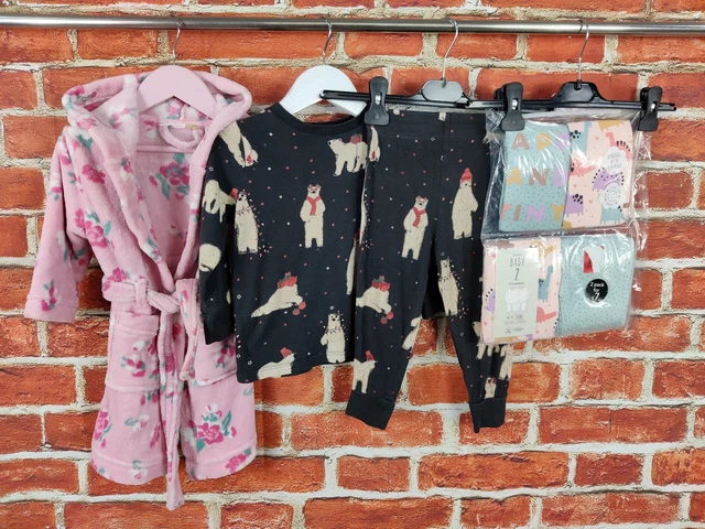 BABY GIRL BUNDLE AGE 12-18 MONTHS GEORGE M&S etc DRESSING GOWN PYJAMAS SET 86CM