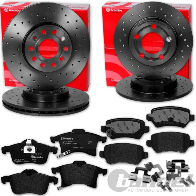 brembo GELOCHTE BREMSSCHEIBEN + BELÄGE VORNE+ HINTEN für OPEL ASTRA H + ZAFIRA B