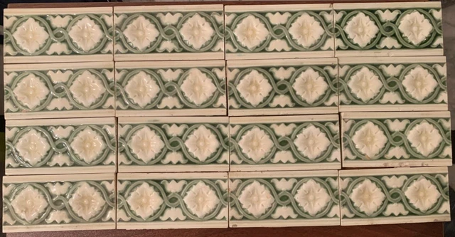 Tiles Rare Antique Vintage Art Deco 6X3 Inch 1900 England Majolica Collectible