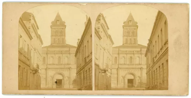 Stereo, France, Eglise à identifier, circa 1870 Vintage stereo card -  Tirage