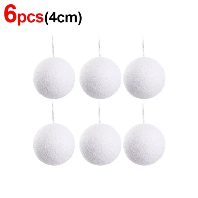 6Pcs White Foam Christmas Balls Party Hanging Pendant Ball Xmas Tree Ornaments