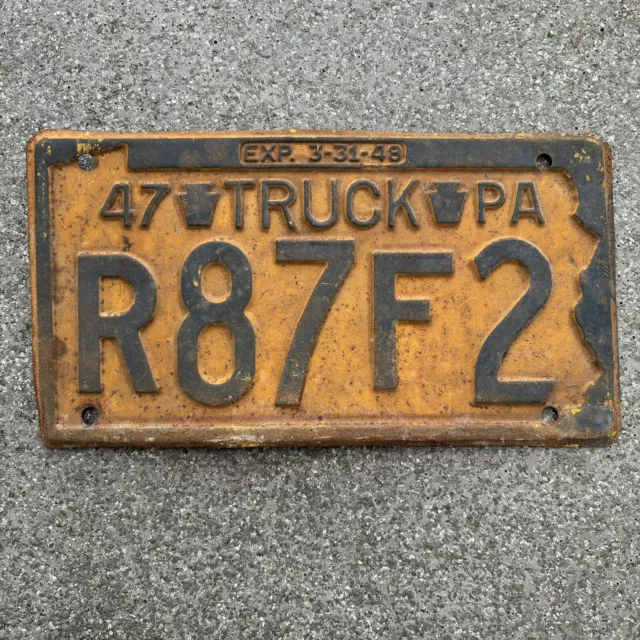 Original US Auto Kennzeichen Nummernschild USA 🇺🇸 Pennsylvania 1947 Truck