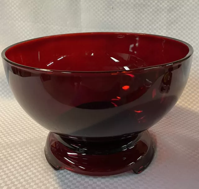 vintage royal ruby anchor hocking 10 In punch bowl & stand