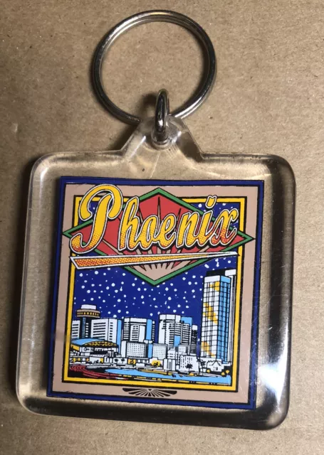 Phoenix Arizona City Skyline Vintage Keychain Key Holder Ring Chain Keys