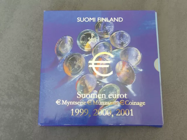 Coffret série monnaies euro Finlande collector Introset 1999-2000-2001 BU