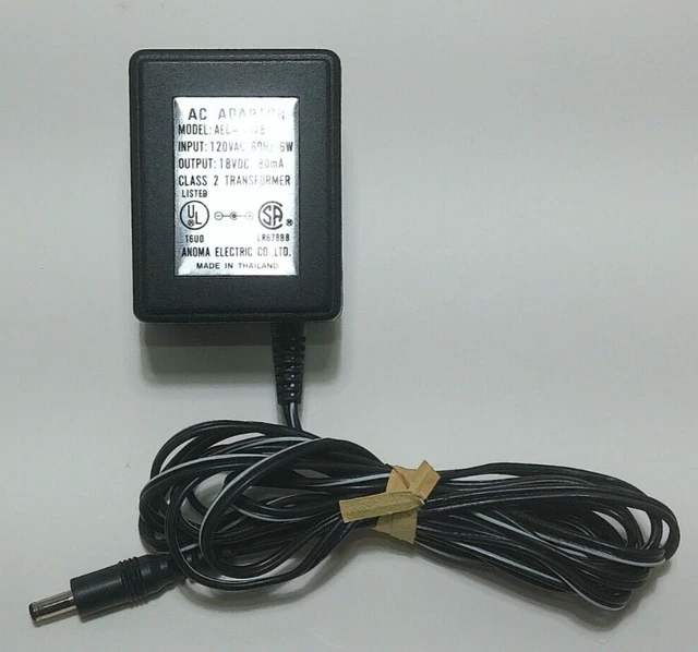VINTAGE AC Adapter Model AEC-3518.. 120 VAC.. 18 VDC  80 mA. Class 2 Transformer